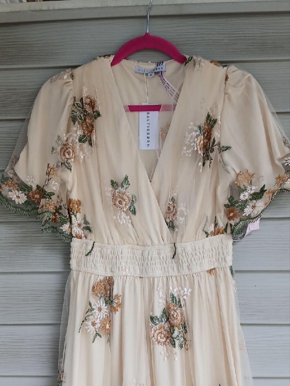 Baltic Born Cream Floral Embroidered Tiered Midi Dress - Picture 5 of 12